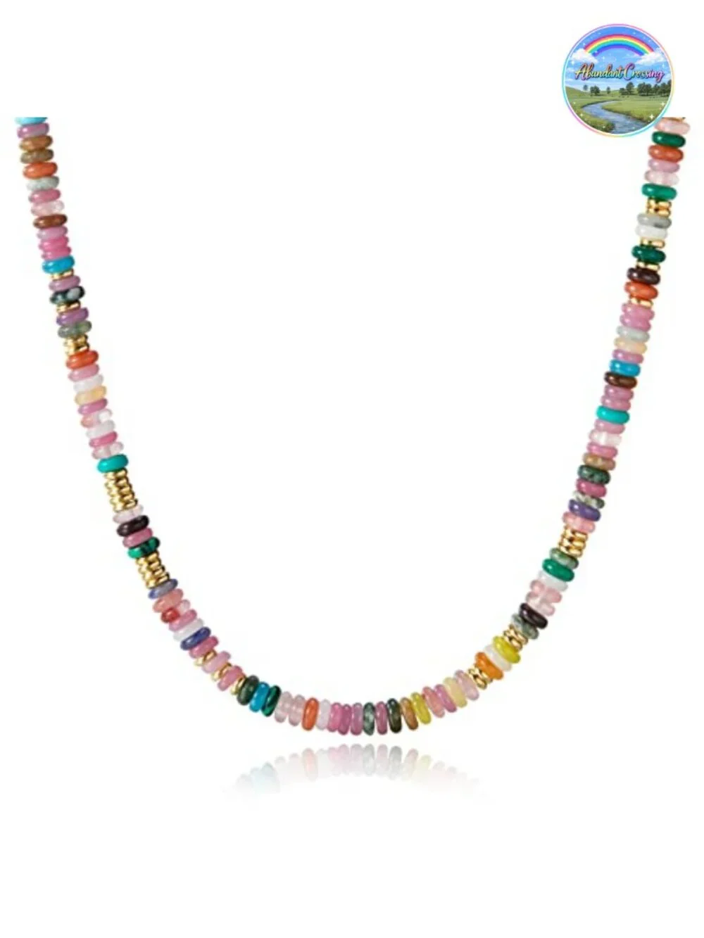 Handmade Natural Stone Beaded Choker Necklace 14K Gold Plated Boho Summer